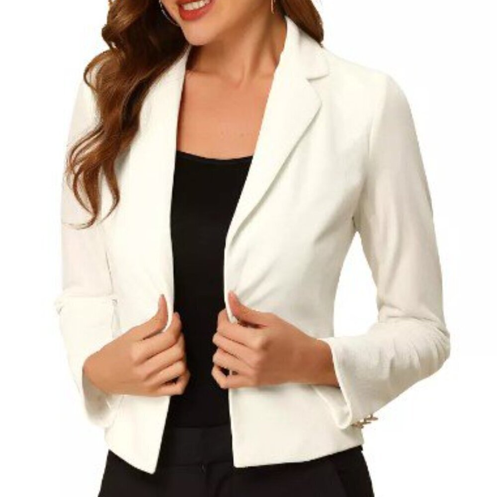 Deb Y2K Ivory Floral Lace Lightweight One Button Blazer Jacket M